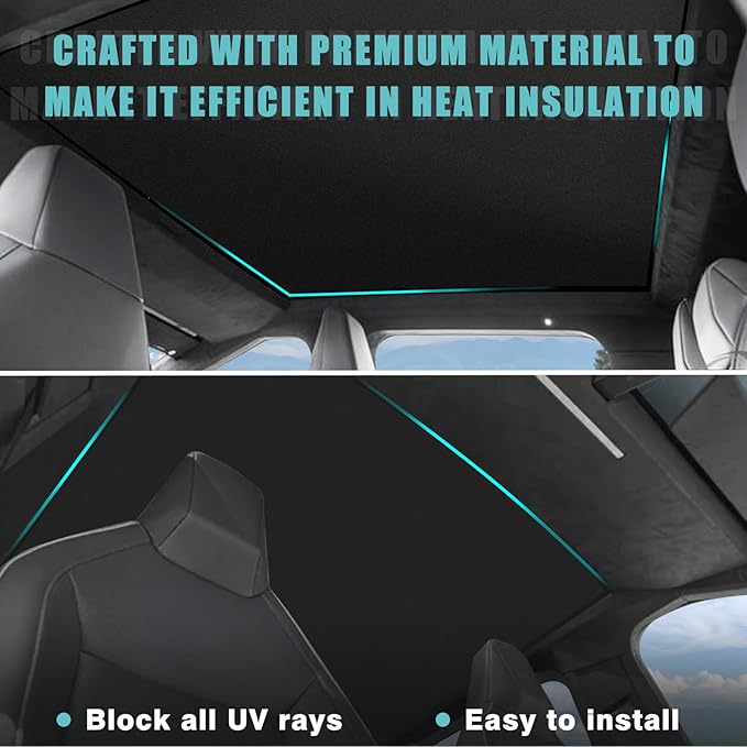 BestEvMod Foldable Roof Sunshade Compatible with 2026 2025 2024 Tesla Cybertruck Accessories Upgraded Heat Reflective Tech Accessories Sunroof Reflective Sun Shade (Roof Sunshade)
