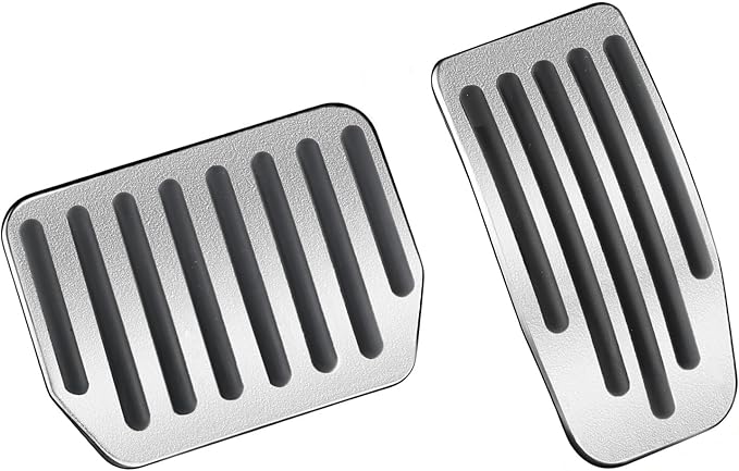 Silver Foot Pedal Pads Set for Tesla Model 3 Model Y 2016-2026, Non-Slip Pedal Covers Accessories, Aluminum Accelerator/Brake Foot Pedal Pad for Model Y(Juniper) Model 3(Highland)