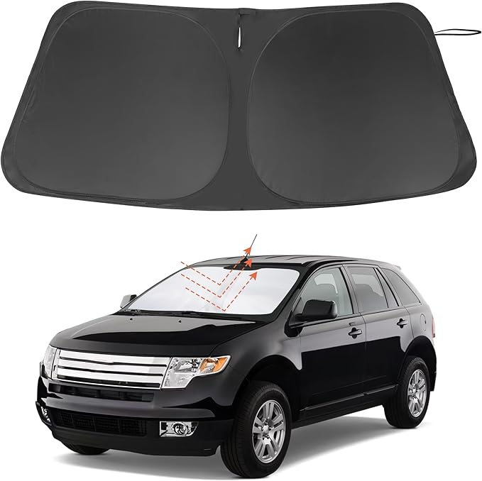 Windshield Sun Shade Custom Fit for 2007-2014 Ford Edge Accessories Foldable Sunshade Sun Blocker Protect Car from Sun Rays & Heat Damage Keep Car Cooler