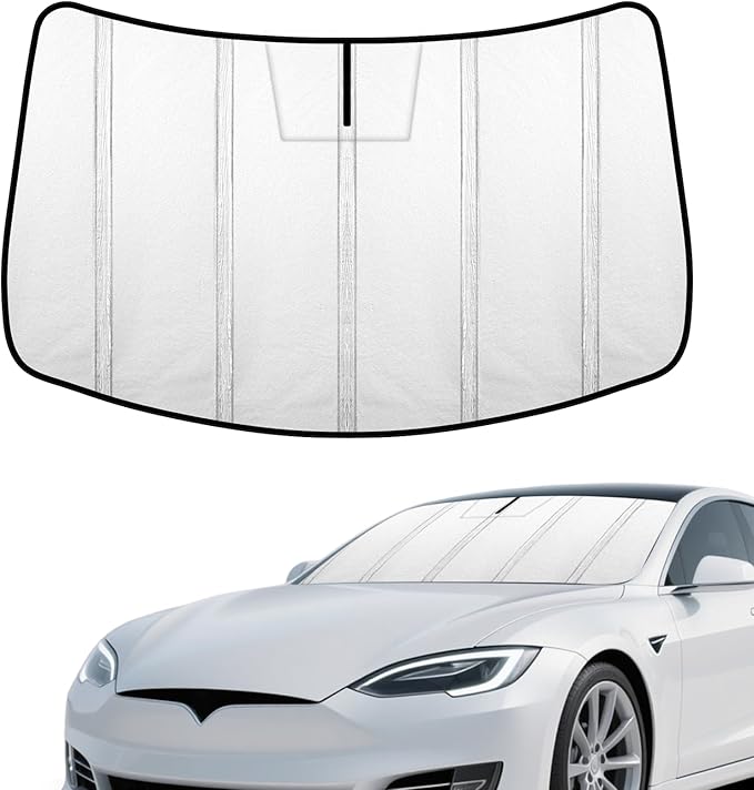 Windshield Sun Shade for Tesla Model S 2012-2025, Custom Front Window Sunshade-Safeguard (for Model S)