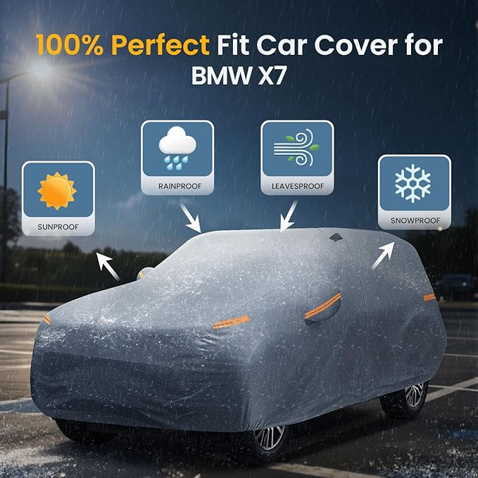 Waterproof Jeep Wrangler 4 Dr/Unlimited 4 Door JK JL(1987-2026) Car Cover with Breathable Vents, [2025 Upgrade] Premium Covers with Cotton Liner and Zipper Door, Sun Rain Snow Dust Uv Protection.