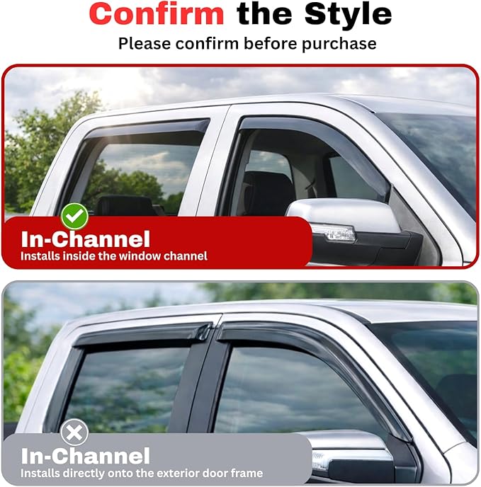 KPY Rain Guards Fit for 1992-2006 Ford E150 E250 E350 E450 E550 Super Duty, in-Channel Window Visors Vent Wind Deflectors 2PC, Truck Accessories for 1992-2006 Ford Econoline Vans