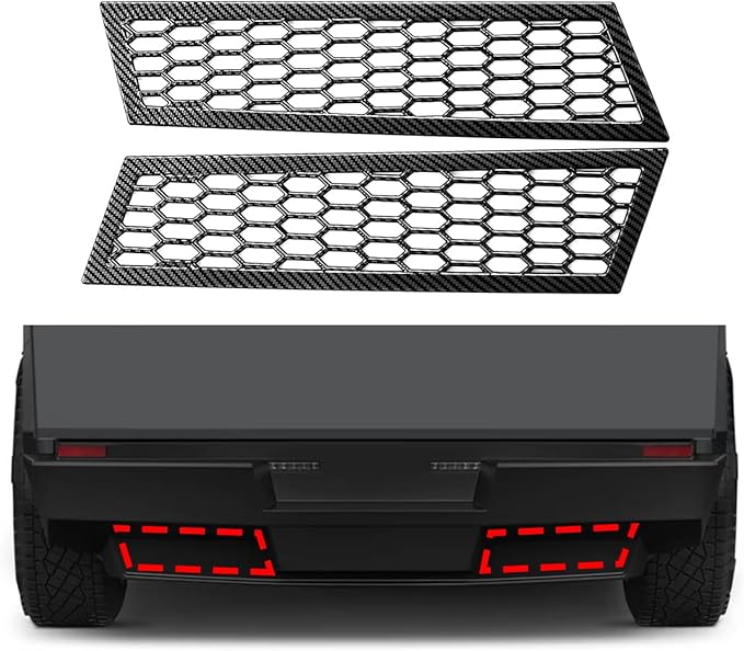 Barong for Tesla Cybertruck Accessoriess Exterior Stickers Car Rear Bumper Decorative Strip Tailgate Decoration Cover Trim Frame Decal Carbon Fiber Pattern