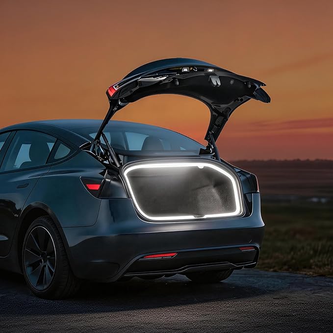 Wigoo Tesla Model 3 Accessories Trunk COB Light Strip[Tool-Free & Damageless Installation, Seamless & Uniform Glow], Waterproof, Fit for 2020-2026 Tesla Model 3/Highland, Cool White Light.