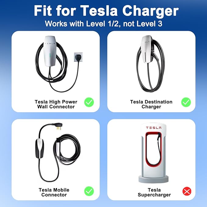 Tesla to J1772 Adapter, NACS to J1772 EV Charger Adapter Up to 80A 250V, for Tesla Charging station, High Power Wall Connector/Destination Chargers/Mobile Connectors, J1772 EVs Accessories for Travel