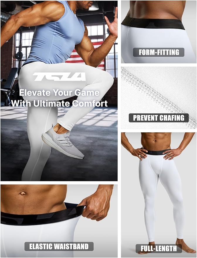 TSLA Men's Compression Pants - Cool Dry Athletic Sports Workout Running Tights Leggings Baselayer