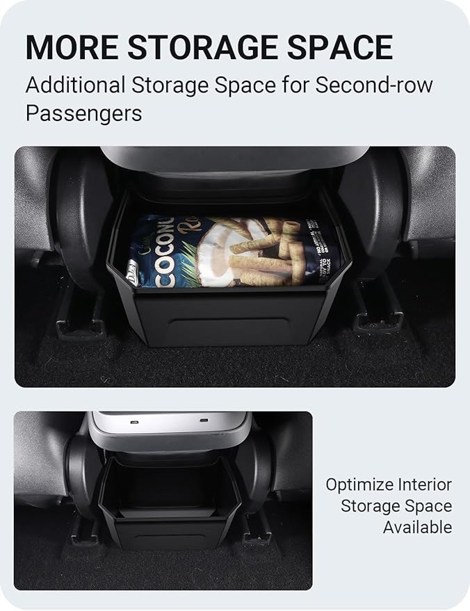 BASENOR 2017-2023 Tesla Model 3 Trash Can, Rear Center Console Organizer Tray, Backseat Storage Box with Lid Cover for Model 3 Interior Accessories(Not Fit 2024 2025 Model 3)