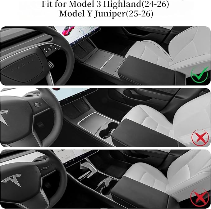 frani Center Console Wrap (White Edition) Designed for Tesla Model 3 Highland 2024-2026/Model Y Juniper 2025-2026,Tesla Center Console Cover for Model 3/Y Refresh
