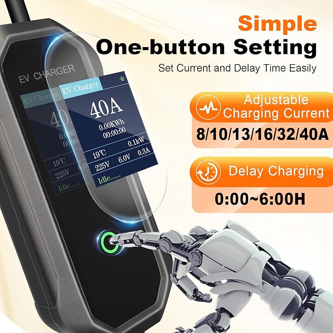 Tesla 40Amp Level 2 Electric Vehicle Charger,110-250V, NACS, NEMA 14-50 Plug, 30ft Extension Cord, for Tesla Models 3/Y/S/X