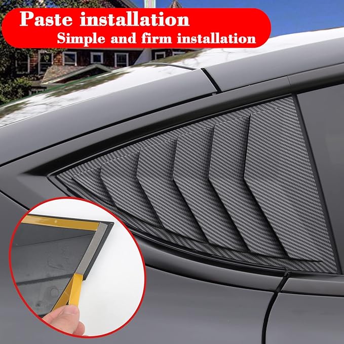 YHCDSEA for Model Y Side Window Louver Cover Sport Style for Tesla Model Y 2021 2022 2023 2024 2025 2026 Accessories (Matt Carbon Fiber Pattern)