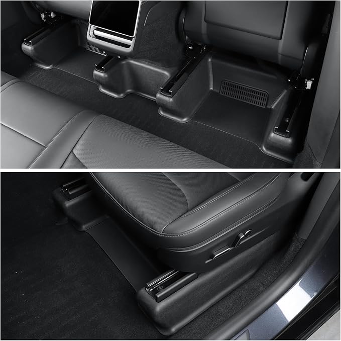 LUCKEASY 5PCS Seat Slide Rail Pad Cover for Tesla Model Y Juniper 2025 2026 Underseat Protector Seat Track Cover for Model Y Juniper Accessories TPE Black