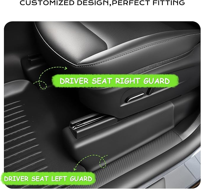 ThinSGO for Tesla New Model Y Juniper Underseat Protector Seat Slide Rail Cover Rear Row Under Seat Rail Anti-Kick Protector Accessories for Tesla New Model Y (Juniper) Interior Accessories 2025-2026