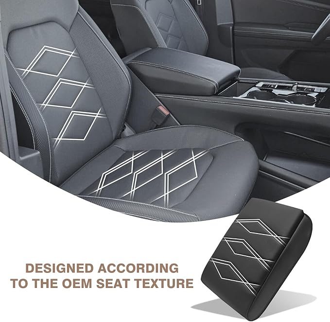 Muslogy Center Console Armrest Cover Fit for Volkswagen Atlas & Cross Sport 2024-2026 Accessories, Comfort Armrest Pad Console Lid Cushion Vegan Leather 1-Inch Extra Thick