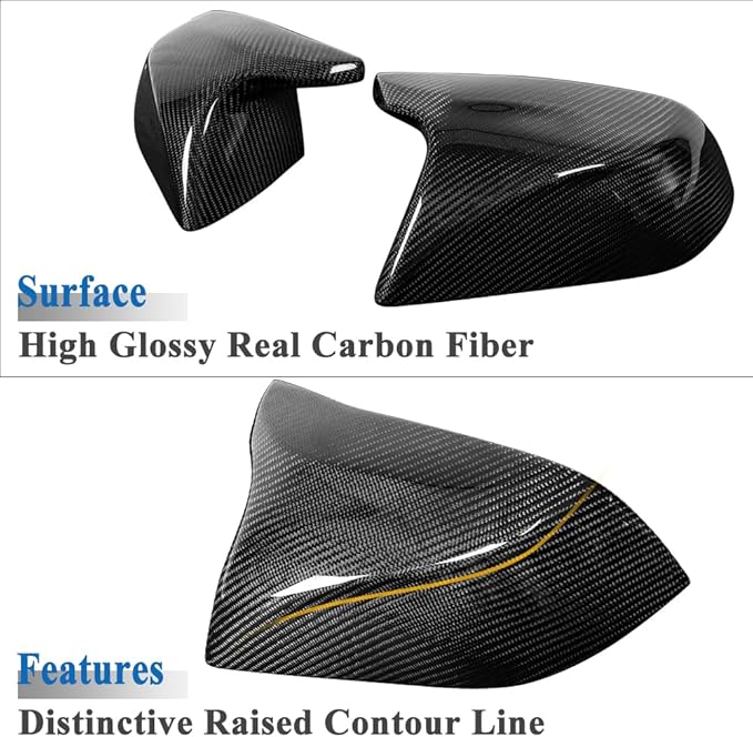 AeroBon Real Carbon Fiber Mirror Cap Covers Compatible with 2017-2026 Tesla Model 3 Mirror Caps (Replacement Style)