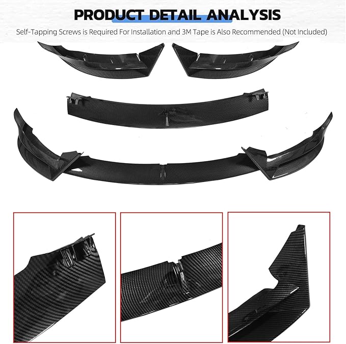 Front Bumper Lip Splitter Spoiler for 2017-2023 Tesla Model 3 Front Lip Air Dam Chin Spoiler Body Kit for Model 3 Accessories (Carbon Fiber Style)