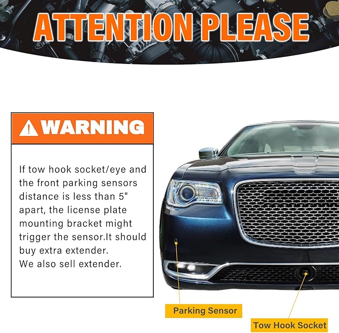 Front License Plate Holder No-Drill License Plate Bracket Mount Anti-Theft Frame Replacement Frames Compatible with 2015-up Chrysler 300 LCI,Install in Seconds