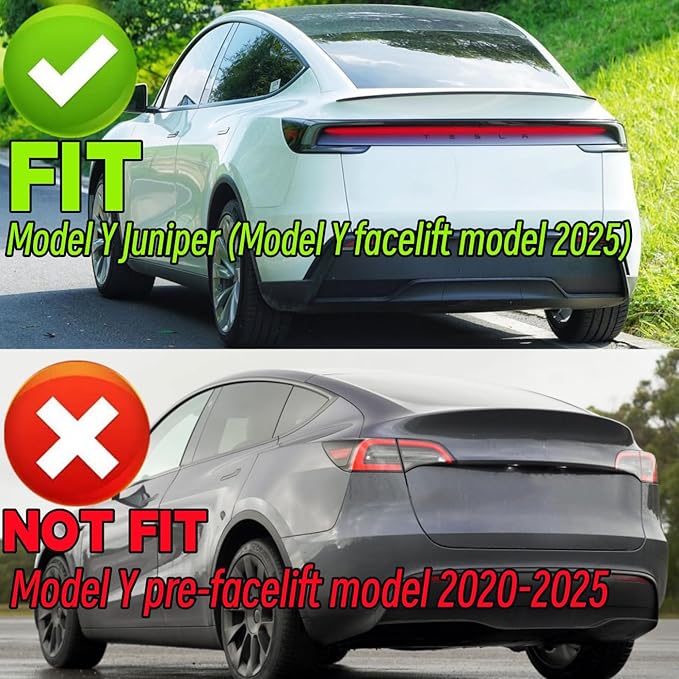 STSEV01 Rear Spoiler Fit for New Tesla Model Y Juniper 2026, Upgraded Sporty Performance OEM Appearance Type, Rear Trunk Lip Wing Exterior Accessories, Tape Installation (Carbon Fiber Style)