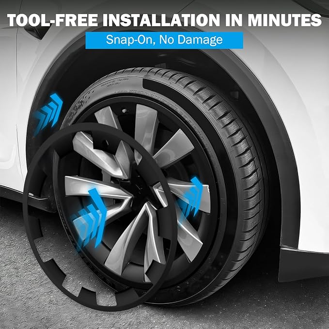 Wheel Rim Protector for Tesla Model Y Juniper 20” Helix Wheels, 4PCS ABS Anti-Curb Scratch Guard, Matte Black Rim Edge Trim, No-Drill Snap-On Installation, for Model Y 2026 Accessories