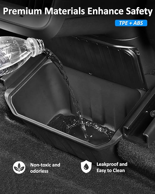 for Tesla Model Y Trash Can, Tesla Y Accessories 2020-2024, Rear Console Organizer Storage Box with Integrated Lid, Under Seat Garbage Can, Back Seat Waste Can