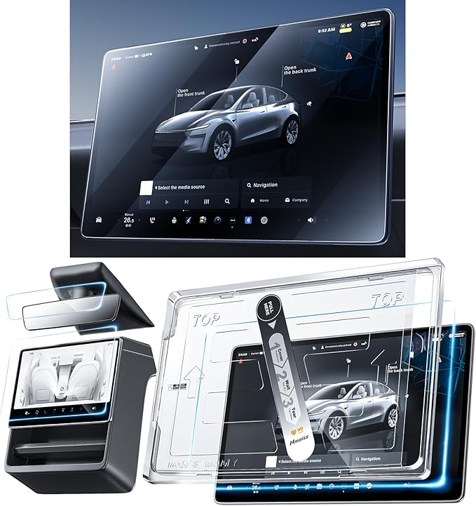 3 in 1 16“ New Model Y Premium & performance (2026) Screen Protector Matte 3 Psc Protector Center Display + Rear Touchscreen + Rearview Mirror Model Y