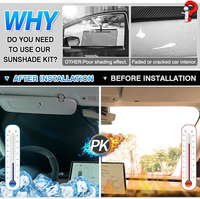 T TGBROS Windshield Sun Shade for Mercedes-Benz EQE 2023 2024 2025 Car Window Shades Thicken UV Block and Blackout Privacy Foldable Sunshades 8PCS Accessories Keep Cool Sun Visor Covers