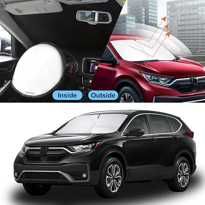 YYCKE Windshield Sun Shade Accessories Compatible with 2017 2018 2019 2020 2021 2022 CR-V CRV for Honda Foldable Sunshade Sun Visor Blocks UV