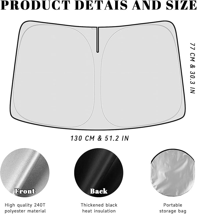 Car Windshield Sun Shade for Nissan 2018-2025 2026 Kicks Accessories (OEM Design) Reflective Foldable Heat Insulation Sunshade for Ultimate Protection