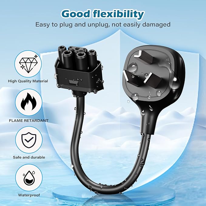 HiFind NEMA 10-30 Adapter for Tesla Gen 2 Mobile Charger 1 Ft, Connect Tesla Portable Charger to 10-30 Plug 240/250V Outlet 32 Amp Fast Charging for EV, Model S/3/X/Y, Safe & Durable, ETL, Black