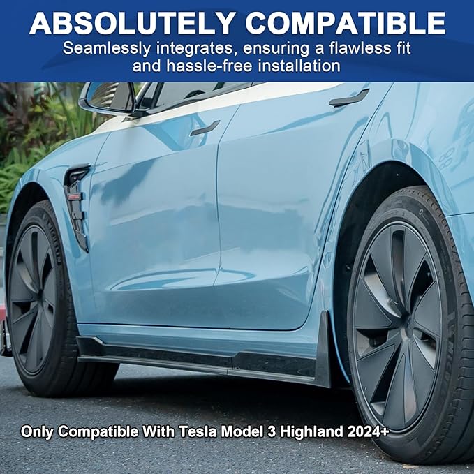 Car Side Skirt Upgrade Side Skirt Extension Splitter Lip for Tesla Model 3 Highland 2024 2025 Body Kit Glossy Black Dark-Knight Style Car Rocker Panels,Left Side & Right Side
