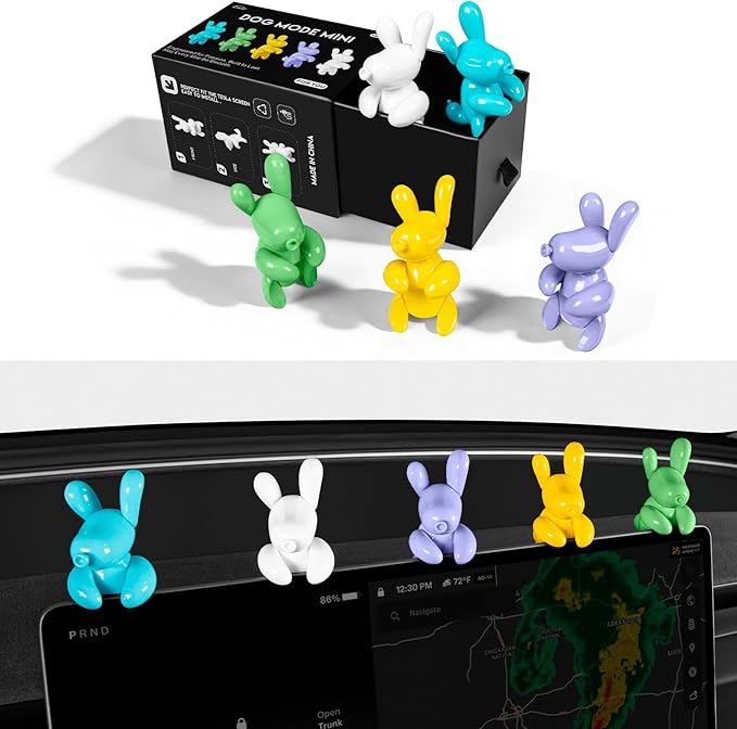 5PCS Dog Mode Mini Screen Decoration for Tesla Model Y Juniper Funny Ornament Decors for 2017-2026 Tesla Model Y and Model 3 Interior Accessories (Macaron Color with Gift Box)