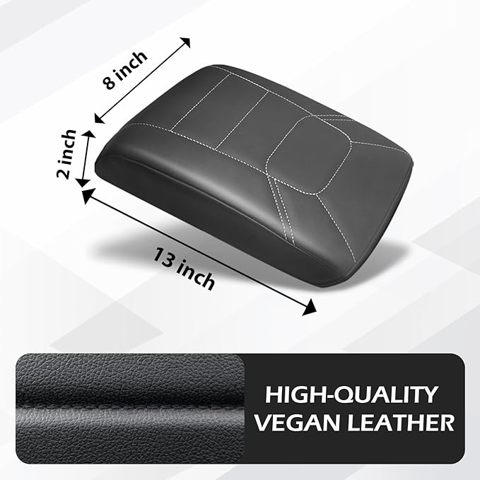 Muslogy Center Console Armrest Cover Fit for Mazda CX-5 CX5 2017-2025 2026 Accessories, Comfort Armrest Pad Console Lid Cushion Vegan Leather Regular Thick (Black/White Trim)