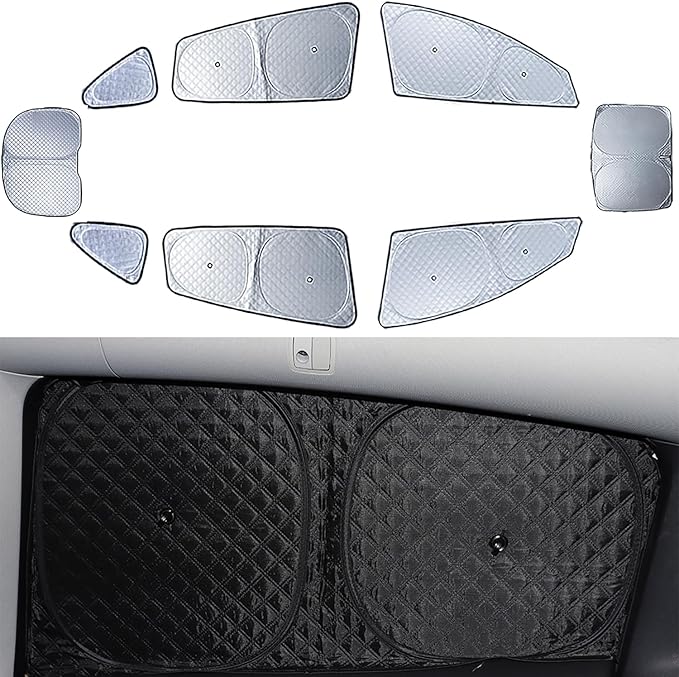 Upgraded Camping Privacy Curtain 8 Pieces for Tesla Model Y 2020-2025 Window Sunshade for Tesla Model Y Juniper Camping Shades Windshield Sunshade Privacy Screens forTesla Camping Accessories