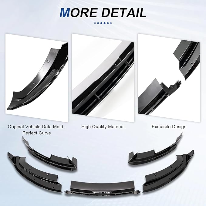 Front Bumper Lip Upgrade Front Splitter Lip for Tesla Model 3 Highland 2024 2025 Body Kit Glossy Black Dark-Knight Style Bumper Air Dam Lower Chin,5 Pcs