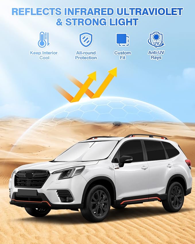 Sunshades for 2019-2024 Subaru Forester Accessories Windshield Sun Shade Side Rear Window Shade Cover Sun Visor Shield Privacy Protection Keep Vehicle Cool Black 8PCS