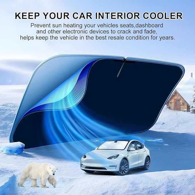 T TGBROS Windshield Sun Shade Custom Fit for 2018-2024 2025 GMC Terrain Accessories Foldable Sun Shield Reflective Polyester Sun Visor Cover Block Heat and Sun Protection