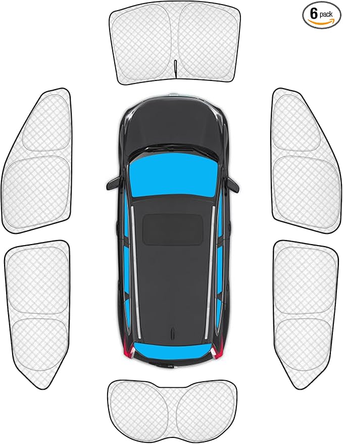 KMF 6pcs Thicken Sun Shades for Nissan Kicks 2022-2024 Accessories, Full Car Window Covers Sunshade for Windshield Side Rear, UV Block and Blackout Privacy for Car Camping Outdoor