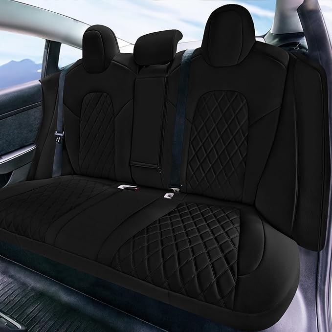 FH Group Custom Fit Car Seat Covers Specifically Made for 2017–2023 Tesla Model 3 Full Set Black Ultraflex Neoprene Car Seat Covers, Waterproof Automotive Seat Covers, Tesla Accessories