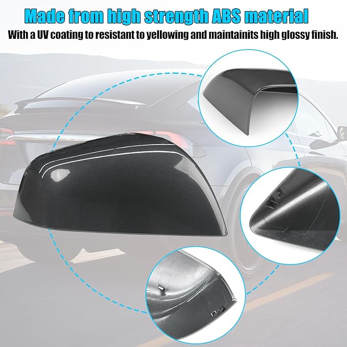 Jaronx Compatible with Tesla Model X Mirror Cover Replacement 2016-2025, Right Passenger Side Clip-on Rear View Mirror Cover Cap for Tesla Model X Accessories 1054431-00-D (Midnight Silver)