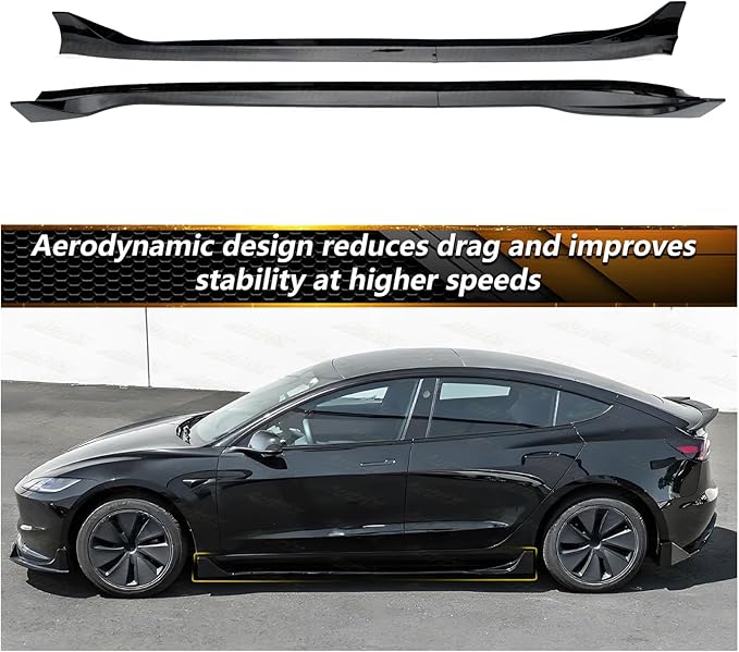 Full Body Kit for Tesla Model 3 Highland 2024-2026, Aero Package Front Lip, Rear Diffuser, Side Skirts, Rear Spoiler, Fog Light Trims Aggressive Performance Style Gloss Black