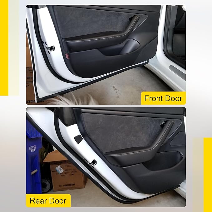 Car Weather Stripping for Tesla Model 3, Soundproof Seal for Wind Noise Reduction, Door & Trunk & A/B Pillar Rubber Seals