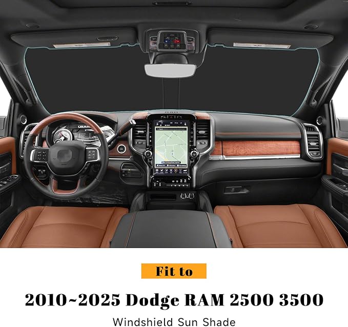 Car Windshield Sun Shade for Dodge 2010-2025 2026 RAM 2500 3500 Accessories (OEM Design) Reflective Foldable Heat Insulation Sunshade for Ultimate Protection