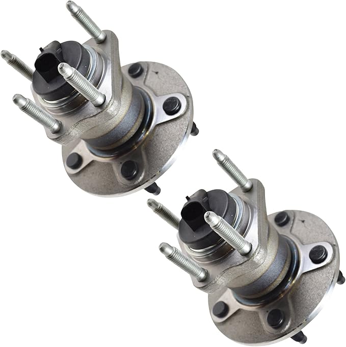 TRQ Rear Wheel Bearing and Hub Assembly Set 2 Piece Compatible with 04-12 Chevrolet Malibu 05-10 Pontiac G6 4 Wheel ABS 09-10 Cobalt SS 5 Lug Wheels 08-10 HHR 07-09 Saturn Aura 09 Panel