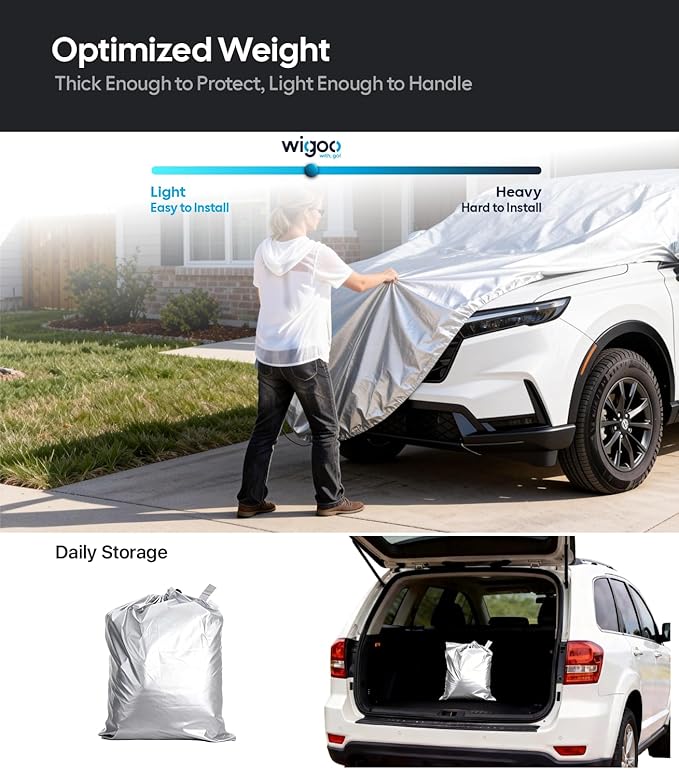 Wigoo Honda CR-V Car Cover Accessories 1997-2026, Custom Fit Waterproof All Weather Outdoor Indoor Full SUV Cover, Windproof Sun UV Rain Snow Dust Protection, Door Zipper, Reflective Strips