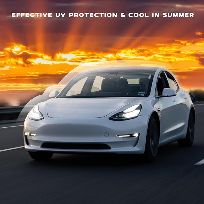 TOPABYTE Roof Sunshade for Tesla Model 3 Highland 2026-2024 Glass Sunroof Shade Window Insulation UV & Heat Protection Double-Layer Sun Shade, Beige