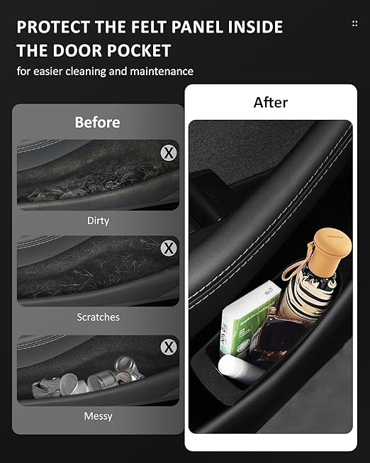 for New Tesla Model 3 Highland 2025 2024 Front Door Pocket Insert Trash Can, Model 3 Accessories Side Door Storage Organizer