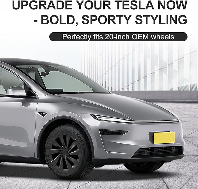 PakaLife Hubcaps for Tesla Model y Juniper Accessories 2026,Black Wheel Covers 19 Inch,Easy Clip-On Installation, (20inch)