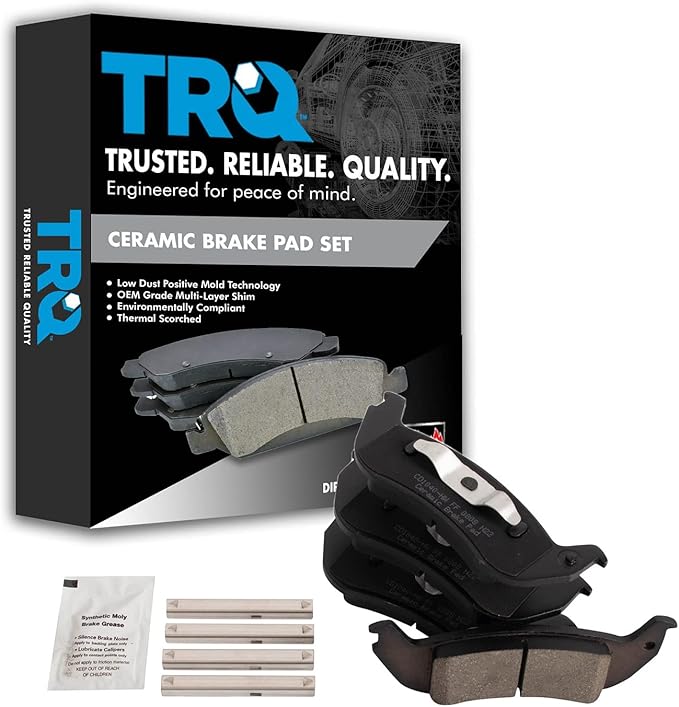 TRQ Rear Brake Pads Ceramic Compatible with 2003-2011 Ford Crown Victoria 2010-2011 Ranger 2005-2011 Mercury Grand Marquis 2005-2011 Lincoln Town Car