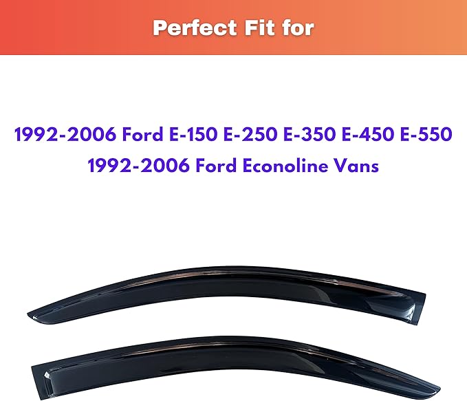 KPY Rain Guards Fit for 1992-2006 Ford E150 E250 E350 E450 E550 Super Duty, in-Channel Window Visors Vent Wind Deflectors 2PC, Truck Accessories for 1992-2006 Ford Econoline Vans