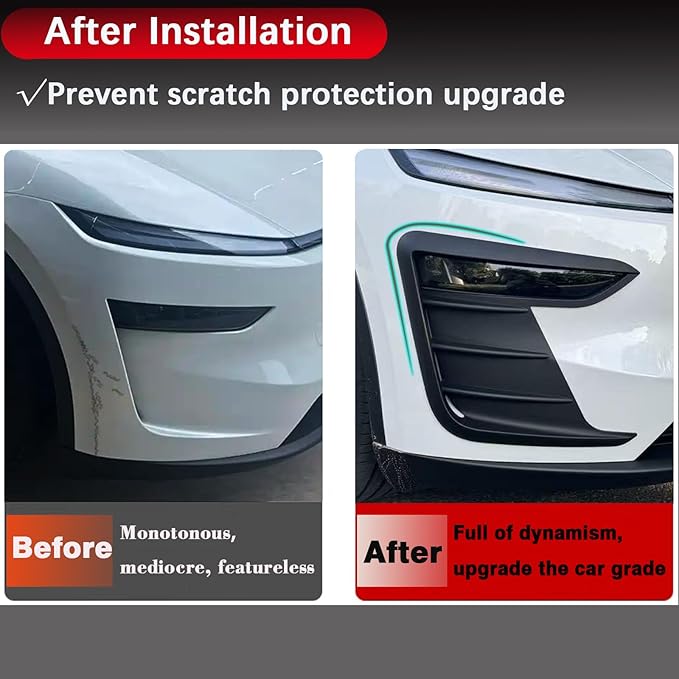 yhcdsea for 2025 2026 Tesla Model Y Juniper Front Fog Light Cover Trim Eyebrow Frame Decorative Accessories (Juniper-Matt Black)