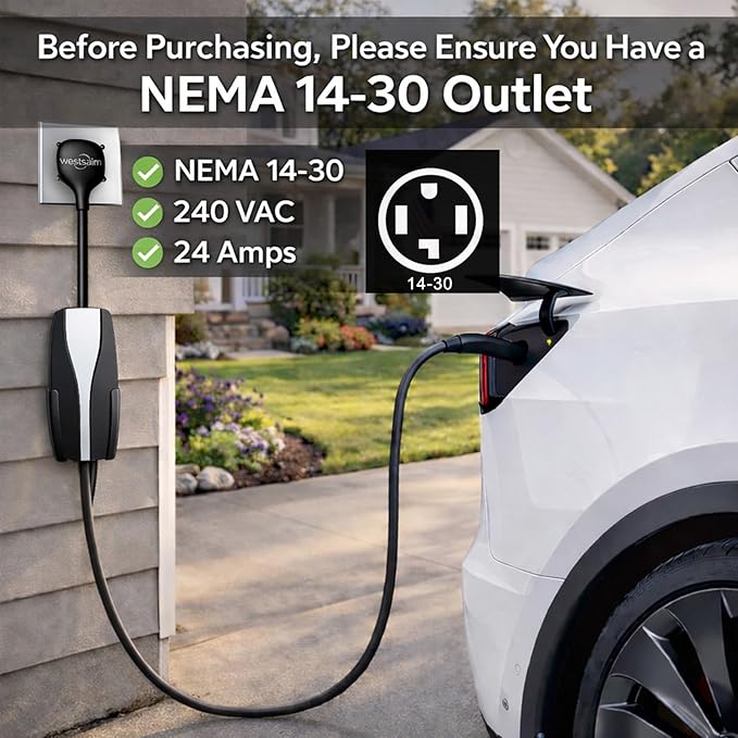 for Tesla NEMA 14-30 Adapter, Tesla Mobile Charger Adapter for Gen 2 and 3 ONLY, 240V Plug & 14-30 Outlet at 24 Amp 15-Inch